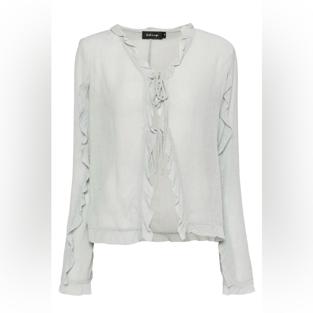NWT Tout a coup Gray Ruffle Top Small